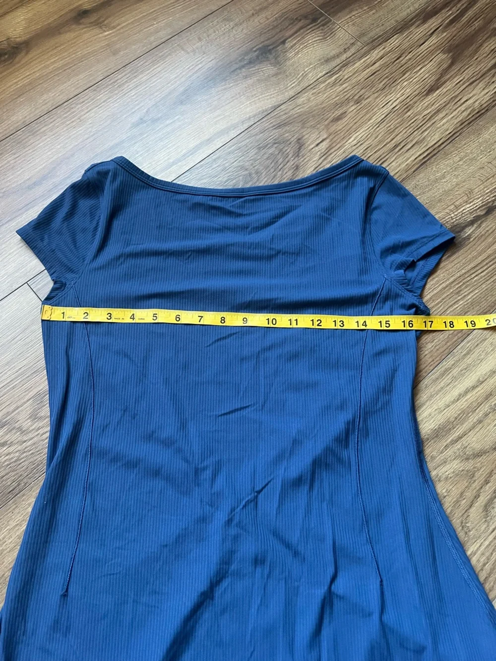 Lululemon All Aligned Ribbed Mini Dress Blue Boat Neck Short Sleeve A-Line 8